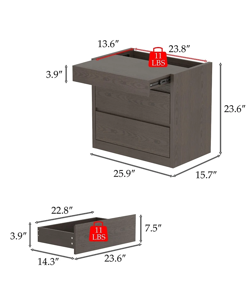 Homsee Rectangle Taller Storage End Table, Side Table with 5-Drawers