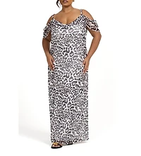 Fashion-szn Curve Women's Leopard Maxi Dress