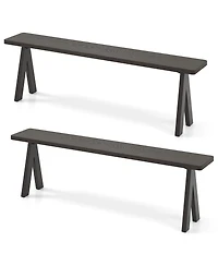 Gymax 3-Person Outdoor Bench Set of 2 w/ 800 Lbs Bearing Capacity for Garden