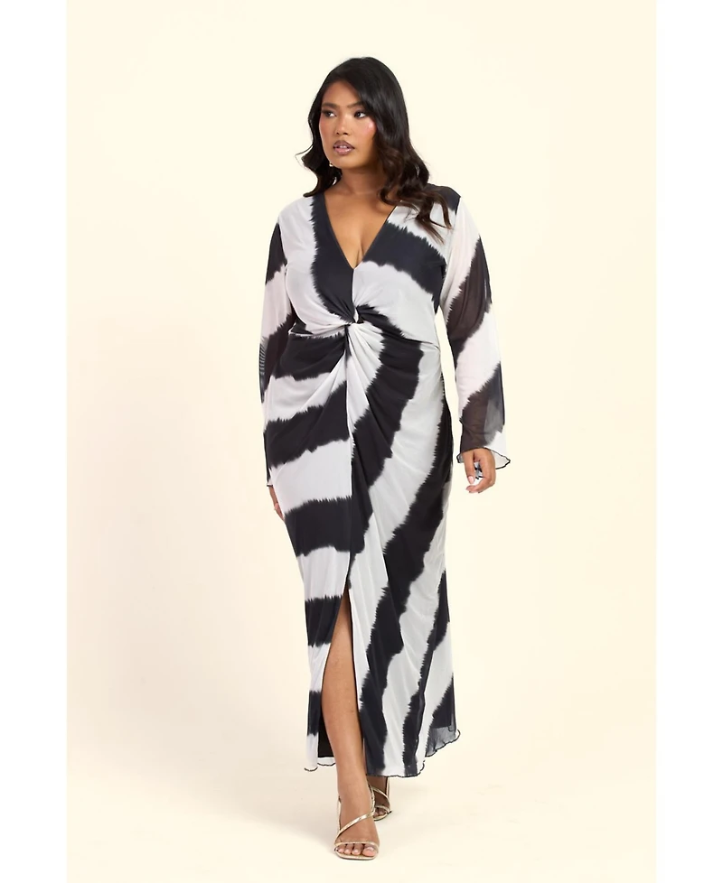 Fashion-szn Curve Women's Monochrome Twist Front Midi Dress