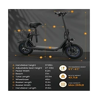 450W Electric Scooter for Unisex Adults: 265LBS MaxLoad, 22 Miles Range, 15.5MPH Top Speed, 3 Modes, Adjustable Seat, Lcd Display