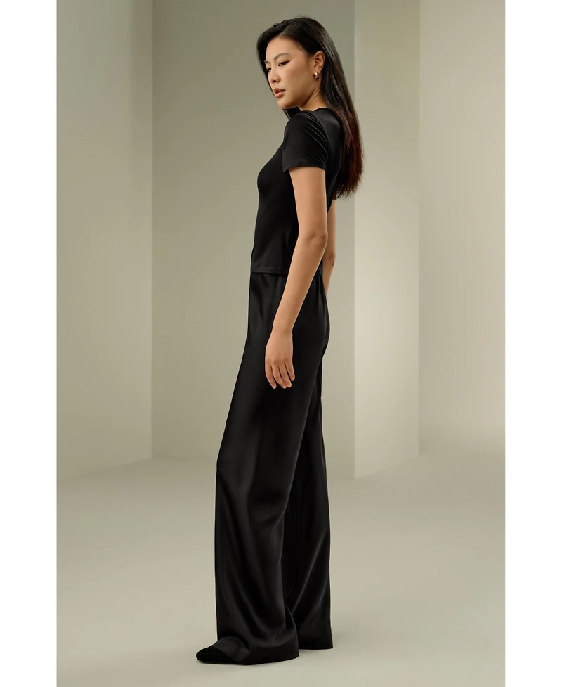 Lilysilk Women's Slim Fitted Silk Jersey Tee