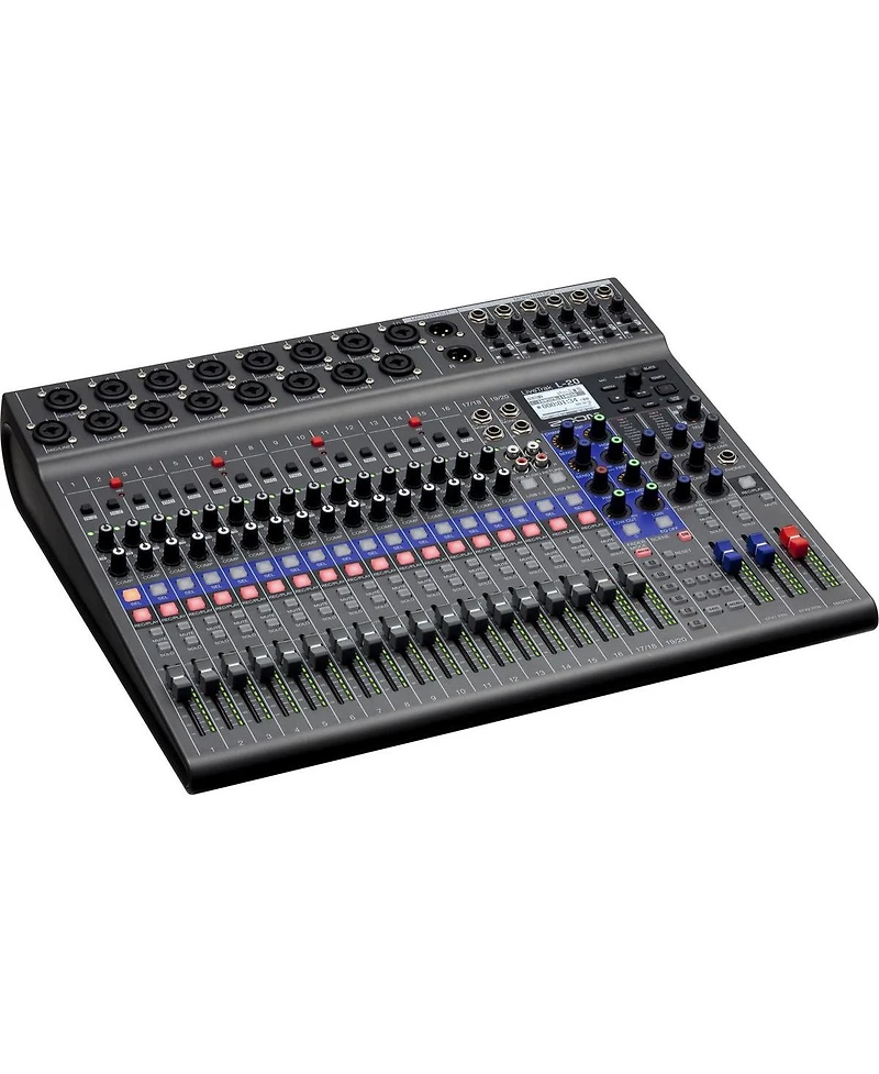 Zoom LiveTrak L-20 20-Channel Digital Mixer & Multitrack Recorder, Bundle with 4x PodMic Microphone, 4x TAPH100 Monitor Headphones, 4x Broadcast Arm