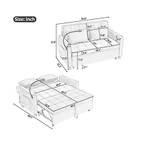Maison Boucle 56.9" Pull-Out Sleeper Sofa with Usb Ports, Phone Holder & Adjustable Backrest, Convertible Sofa Bed with Pillows-Maison Boucle