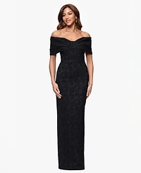 Betsy & Adam Women's Long Off-the-Shoulder Dress