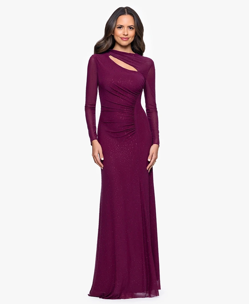 Betsy & Adam Women's Long Keyhole Neck Gown