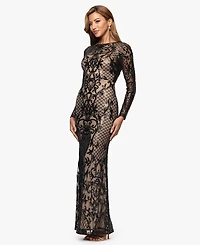 Betsy & Adam Women's Long Sequined Stretch Gown