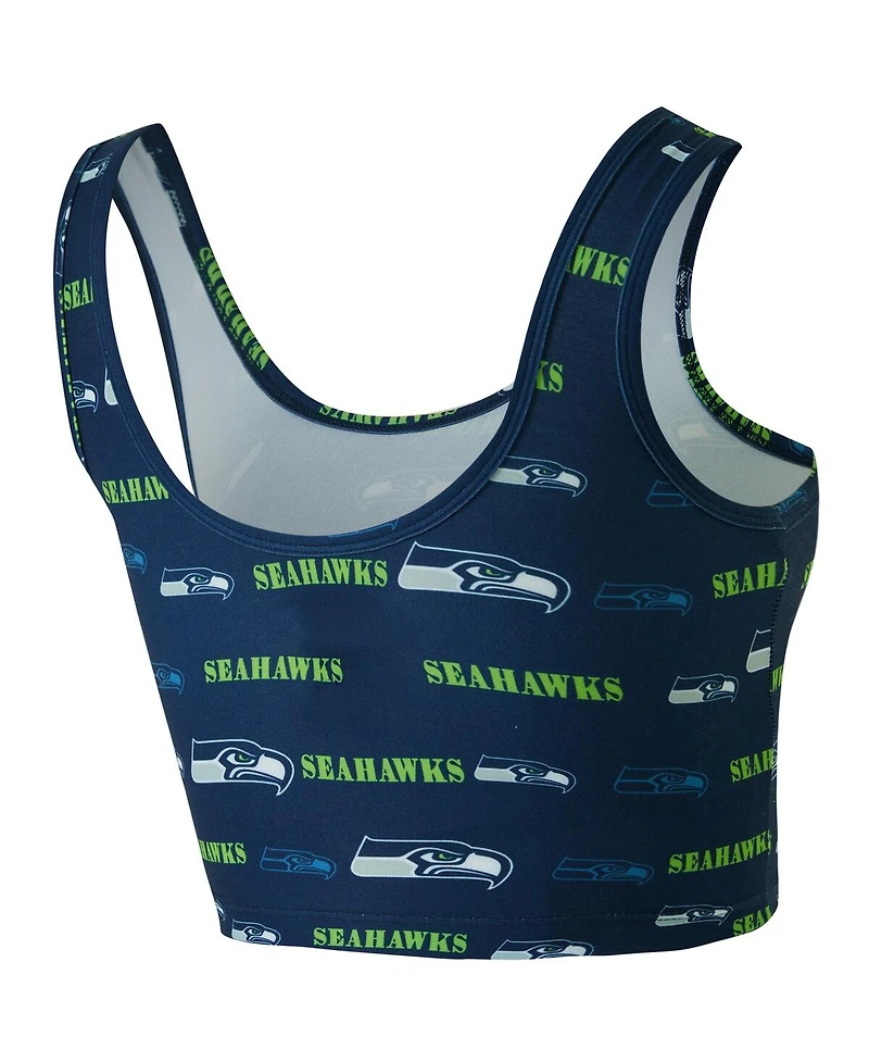 Concepts Sport Women's College Navy Seattle Seahawks Mosaic Allover Print Bralette