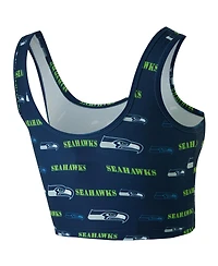 Concepts Sport Women's College Navy Seattle Seahawks Mosaic Allover Print Bralette