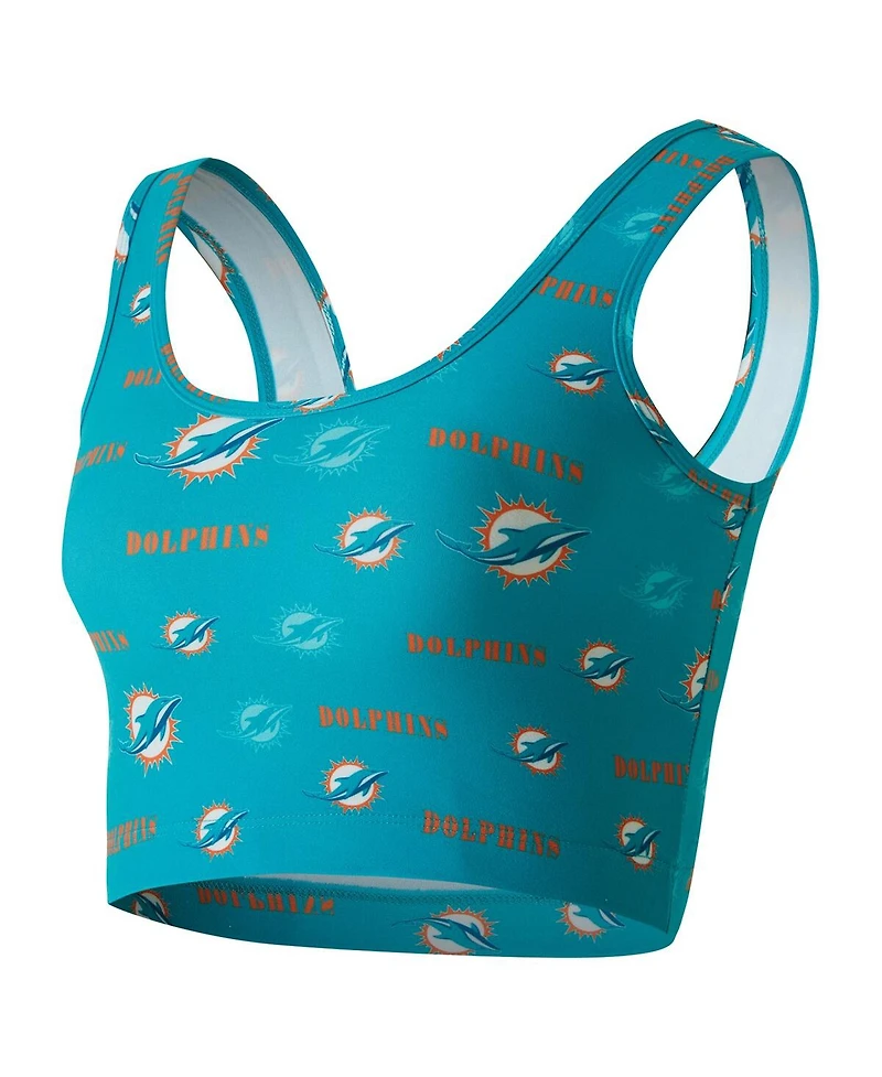 Concepts Sport Women's Aqua Miami Dolphins Mosaic Allover Print Bralette