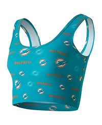 Concepts Sport Women's Aqua Miami Dolphins Mosaic Allover Print Bralette