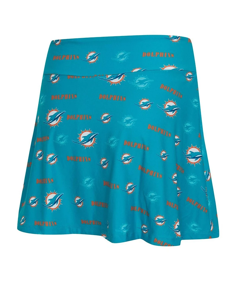 Concepts Sport Women's Aqua Miami Dolphins Mosaic Allover Print Skort