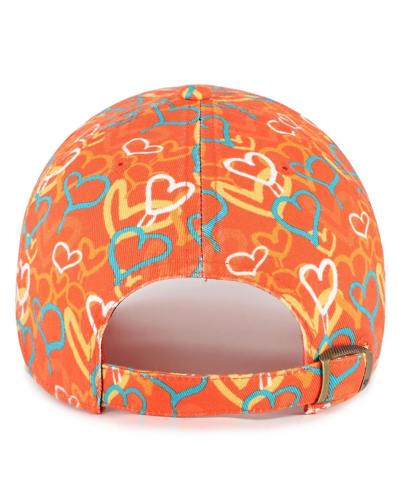 '47 Brand Big Girls Orange Miami Dolphins Mural Clean Up Adjustable Hat