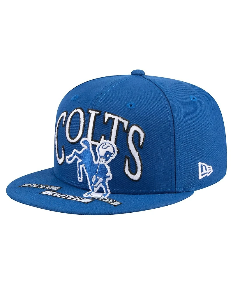 New Era Men's Royal Indianapolis Colts Throwback Oversized 59FIFTY Fitted Hat