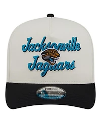 New Era Men's Cream/Black Jacksonville Jaguars Chainstitch A-Frame 9FIFTY Adjustable Hat
