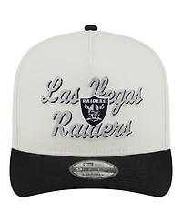 New Era Men's Cream/Black Las Vegas Raiders Chainstitch A-Frame 9FIFTY Adjustable Hat