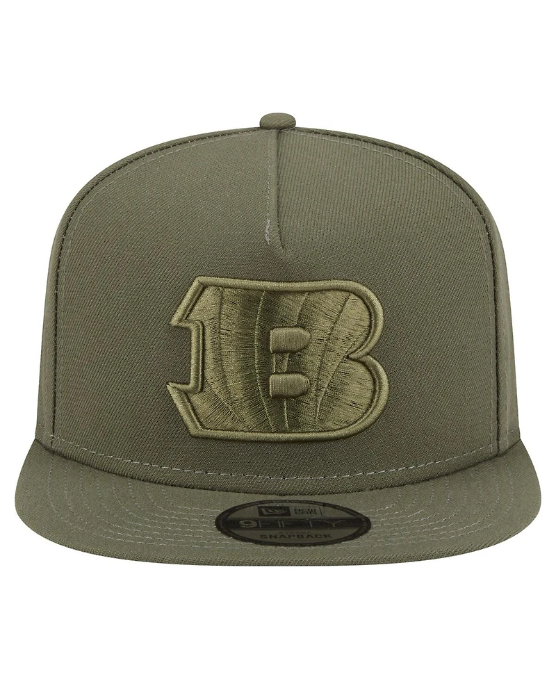 New Era Men's Olive Cincinnati Bengals Color Pack A-Frame 9FIFTY Snapback Hat