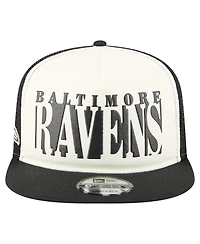 New Era Men's Cream/Black Baltimore Ravens Cutout A-Frame 9FIFTY Snapback Hat