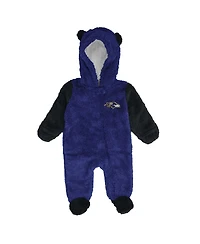 Outerstuff Baby Boys and Girls Purple Baltimore Ravens Stay Napping Fleece Bunting Full-Zip Sleeper