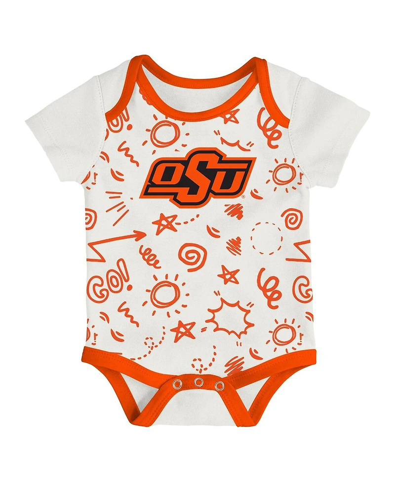 Outerstuff Baby Boys and Girls 3-Pack Oklahoma State Cowboys All Day Play Bodysuit Set