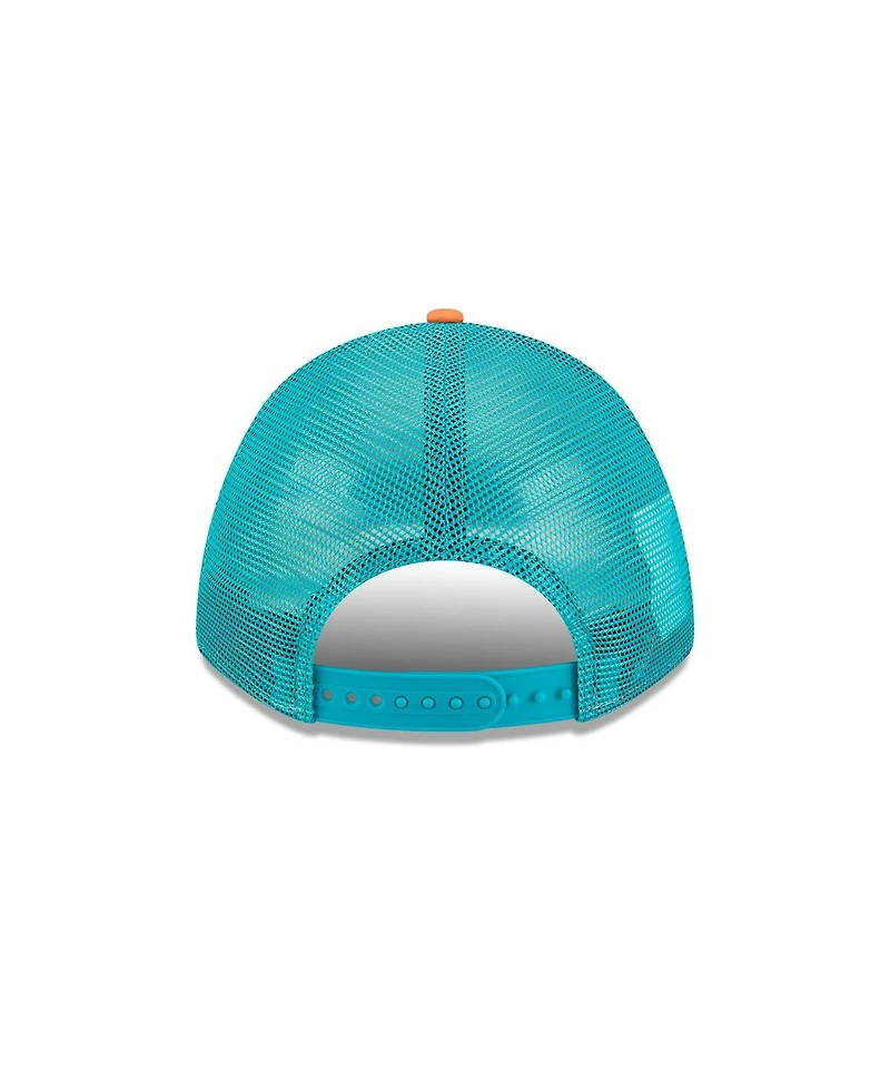 New Era Men's Orange Miami Dolphins Linear A-Frame 9FORTY Adjustable Hat