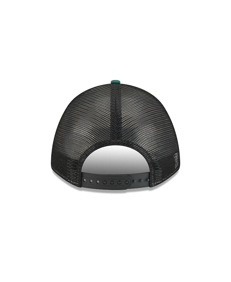 New Era Men's Green Philadelphia Eagles Linear A-Frame 9FORTY Adjustable Hat