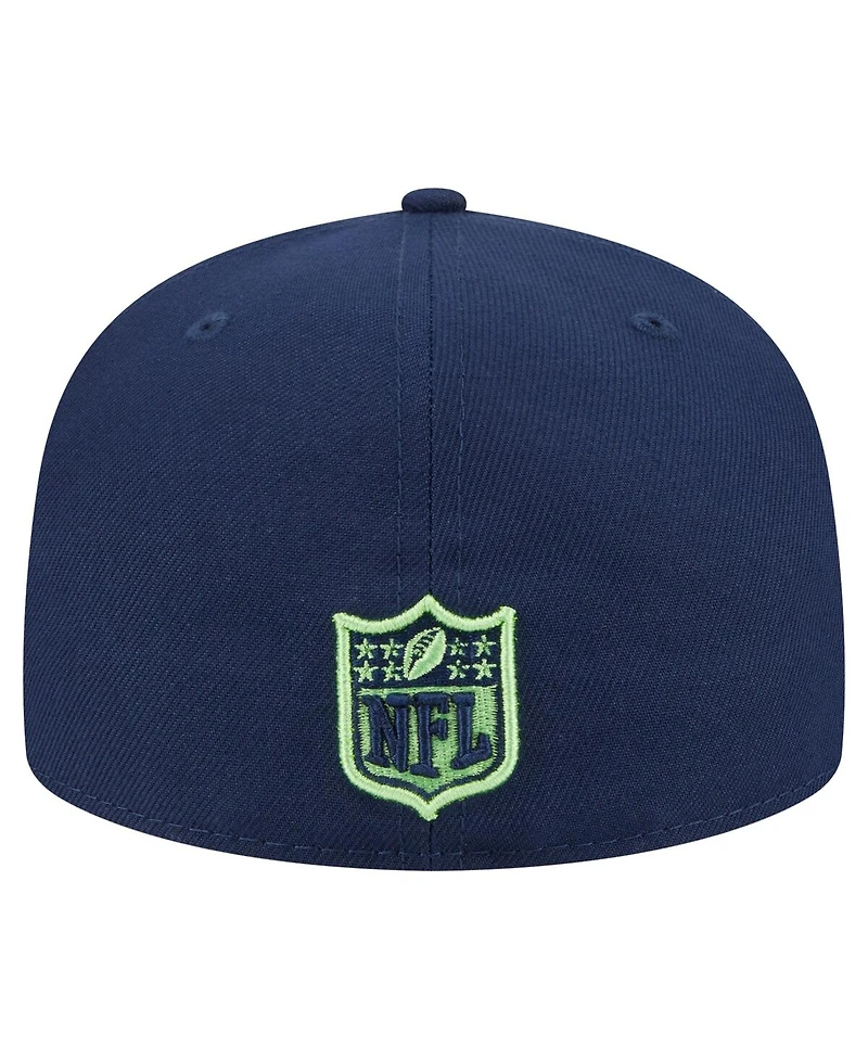New Era Men's College Navy Seattle Seahawks Oversized 59FIFTY Fitted Hat
