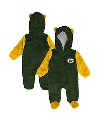Outerstuff Baby Boys and Girls Green Bay Packers Stay Napping Fleece Bunting Full-Zip Sleeper