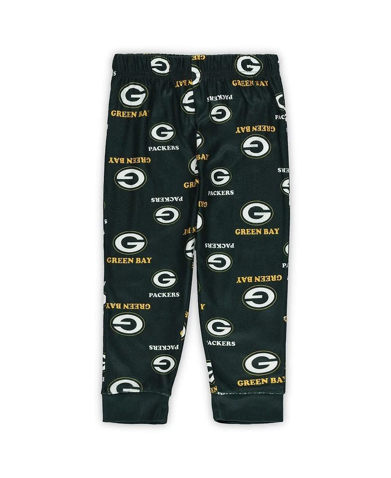 Outerstuff Toddler Green Green Bay Packers All-Over-Print Long Sleeve T-Shirt and Pants Sleep Set
