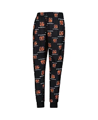 Outerstuff Big Boys and Girls Black Cincinnati Bengals All-Over-Print Long Sleeve T-Shirt and Pants Sleep Set