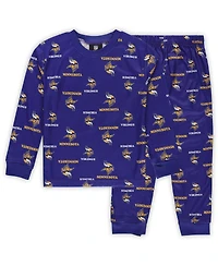 Outerstuff Preschool Purple Minnesota Vikings All-Over-Print Long Sleeve T-Shirt and Pants Sleep Set