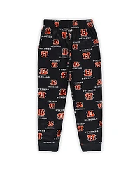 Outerstuff Preschool Black Cincinnati Bengals All-Over-Print Long Sleeve T-Shirt and Pants Sleep Set