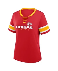 Fanatics Women's Red Kansas City Chiefs Plus Zone Athena Lace-Up V-Notch Neck T-Shirt