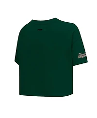 Pro Standard Women's Green Minnesota Wild Boxy Script Tail Cropped T-Shirt