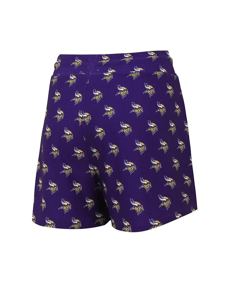Concepts Sport Women's Minnesota Vikings Gauge Allover Print Cropped Tank Top Shorts Sleep Set