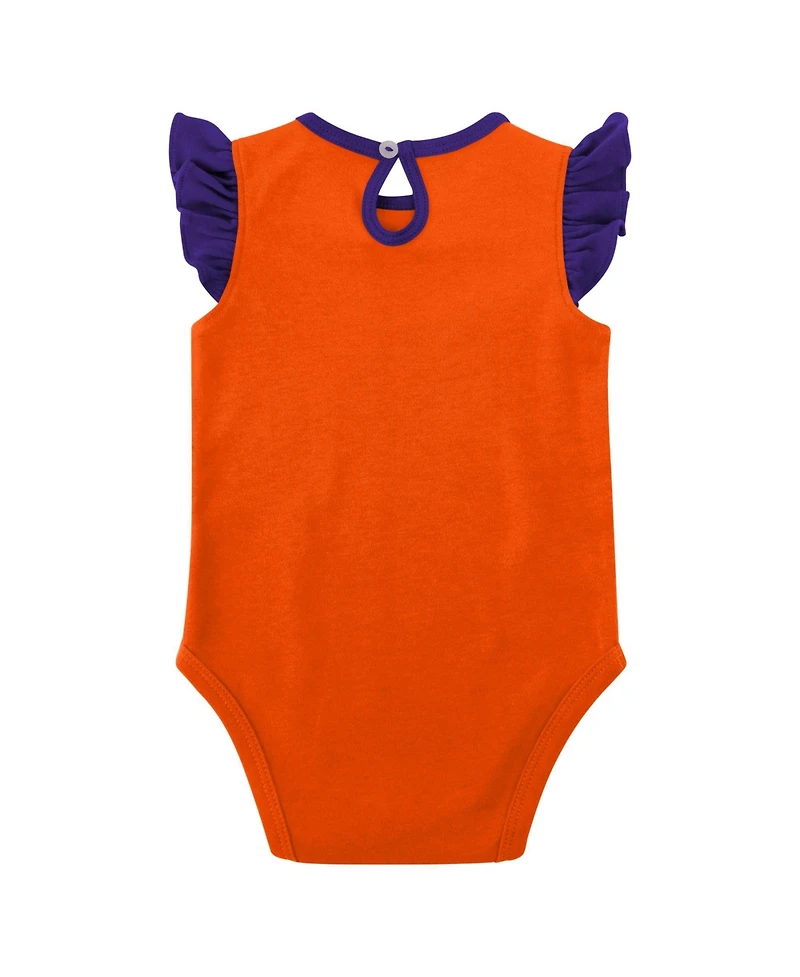Outerstuff Baby Girls 2-Pack Orange/Purple Clemson Tigers Spread the Love Bodysuit Set