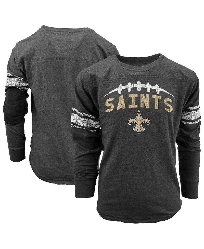 Wes Willy Big Boys and Girls Black New Orleans Saints Football Long Sleeve T-Shirt