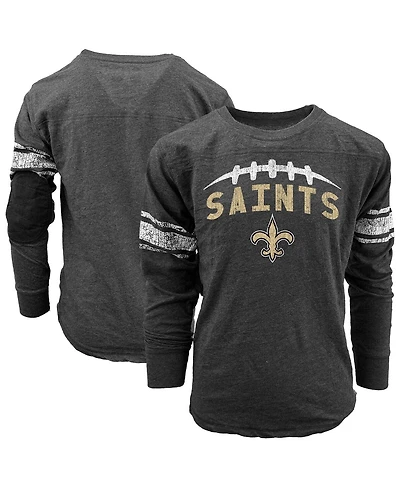 Wes Willy Big Boys and Girls Black New Orleans Saints Football Long Sleeve T-Shirt