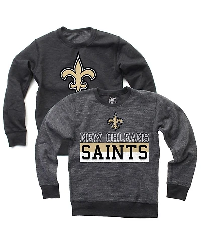 Wes Willy Big Boys and Girls Black New Orleans Saints Reversible Fleece Pullover Sweatshirt