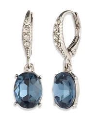 Givenchy Glass Stones Drop Earrings in Silver Tone
