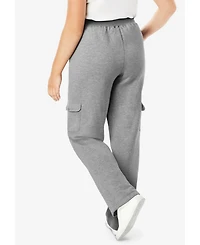 Woman Within Plus Better-Fleece Pull-On Cargo Sweatpants