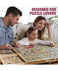 Beyond Innoventions Wooden Puzzle Table – Portable Jigsaw Organizer