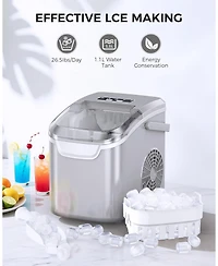 Cowsar Countertop Ice Maker Machine, 8 Ice Cubes in 6 mins, 26lb/Day Ice with 2 Sizes- Portable Mini, Basket/Scoop for Home/Party/Bar