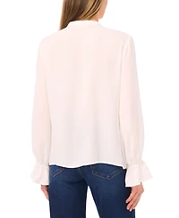 CeCe Women's Long Sleeve Button-Down Ruffle Top