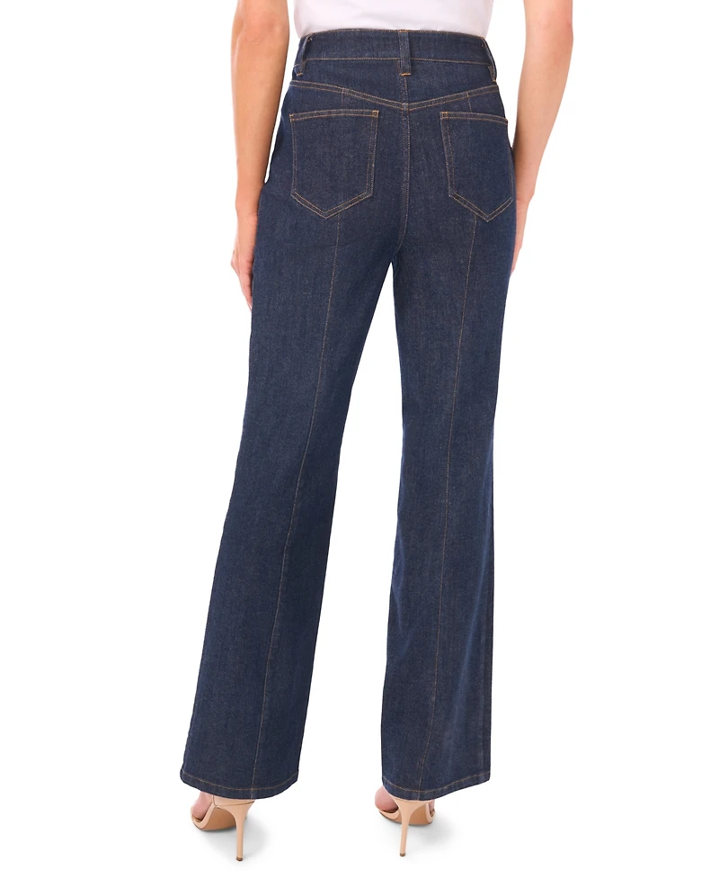 CeCe Women's Front Seam High-Waist Flare Jeans