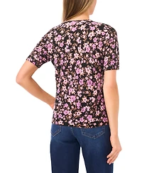 CeCe Women's Crew Neck Pull-On Printed Sweater