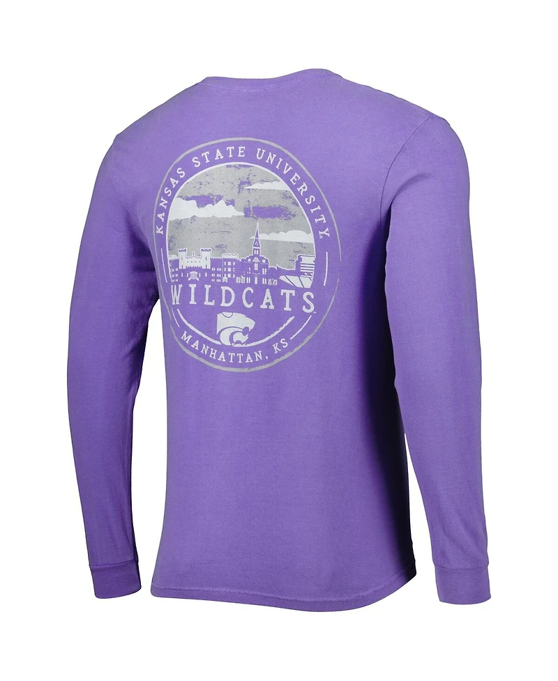 Image One Men's Purple Kansas State Wildcats Circle Campus Scene Long Sleeve T-Shirt