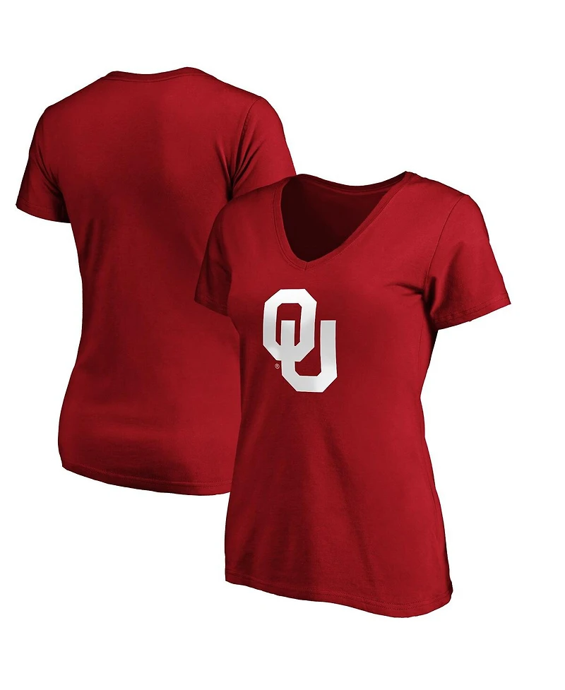 Fanatics Women's Crimson Oklahoma Sooners Official Logo V-Neck T-Shirt