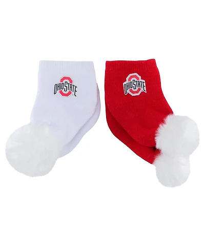 ZooZatz Baby Boys and Girls 2-Pack Ohio State Buckeyes Pom Socks
