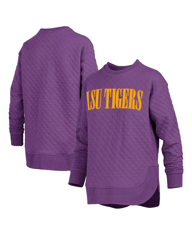 Pressbox Women's Purple Lsu Tigers Quilted Long Sleeve Pullover Sweatshirt